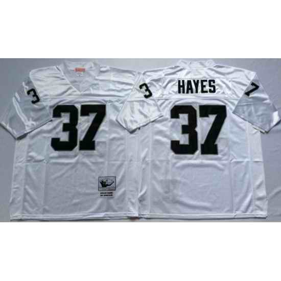 Men Las Vegas Raiders 37 Lester Hayes White M&N Throwback Jersey